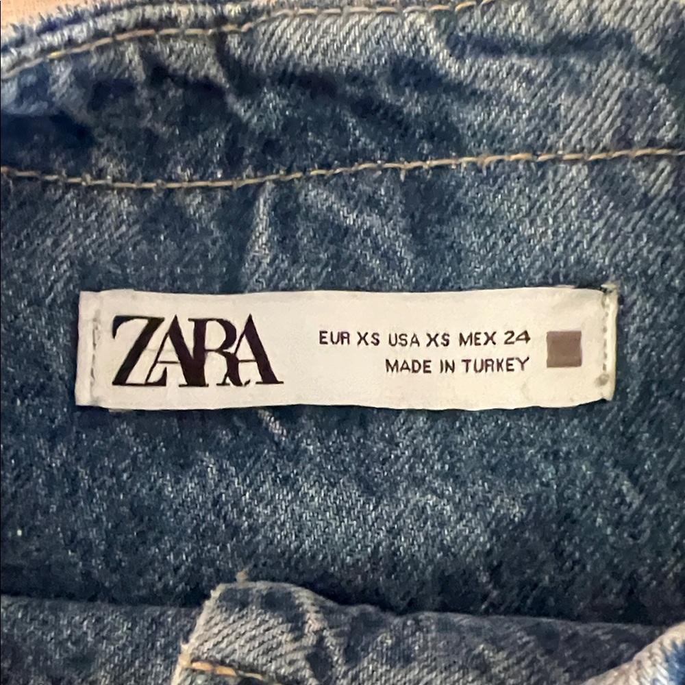 Zara structured boxy Light Blue Denim Blazer Jean Jacket - Picture 4 of 5